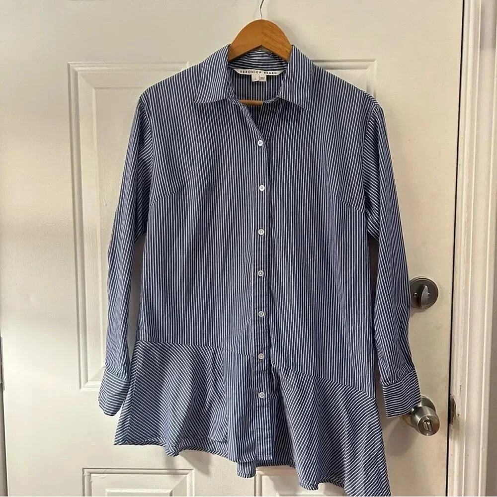 Veronica Beard • Gilda Assymetrical Button Down Hem Tunic Blouse - Picture 4 of 11